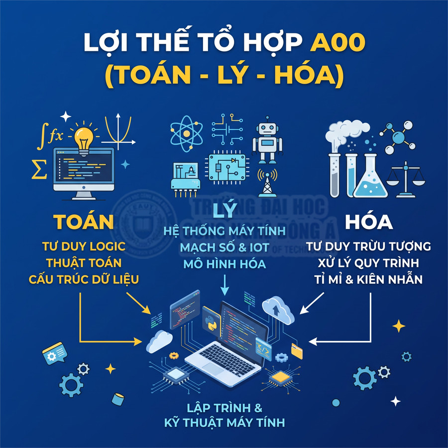Lợi thế tổ hợp A00 Toán Lý Hóa cho ngành lập trình và kỹ thuật máy tính với các kỹ năng tư duy và mô hình hóa