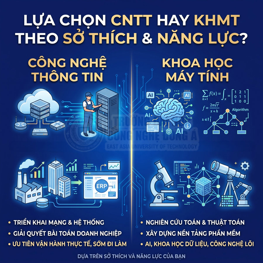 So sánh ngành Công nghệ thông tin và Khoa học máy tính với các hướng nghề nghiệp và kỹ năng nổi bật