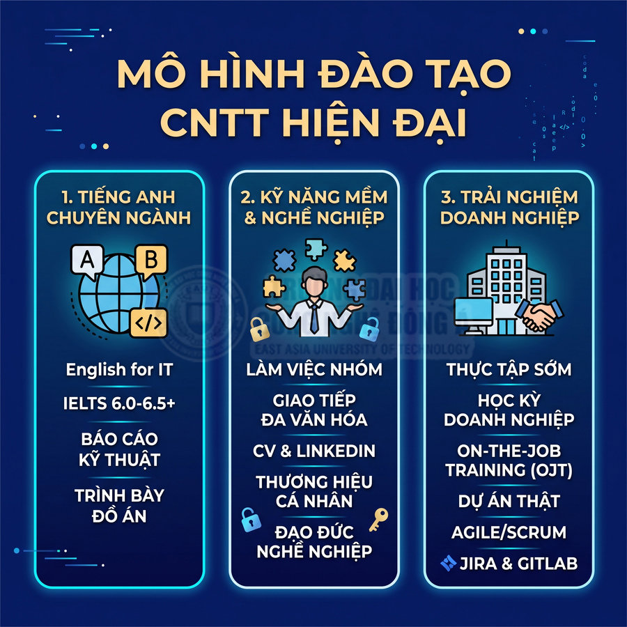 Mô hình đào tạo CNTT hiện đại với tiếng Anh chuyên ngành, kỹ năng mềm và trải nghiệm doanh nghiệp thực tế