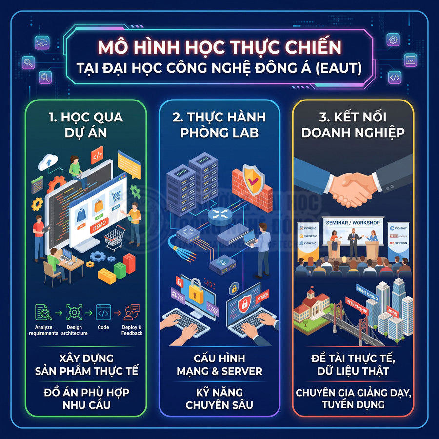 Mô hình học thực chiến ngành công nghệ thông tin tại Đại học Công nghệ Đông Á với dự án, lab và kết nối doanh nghiệp