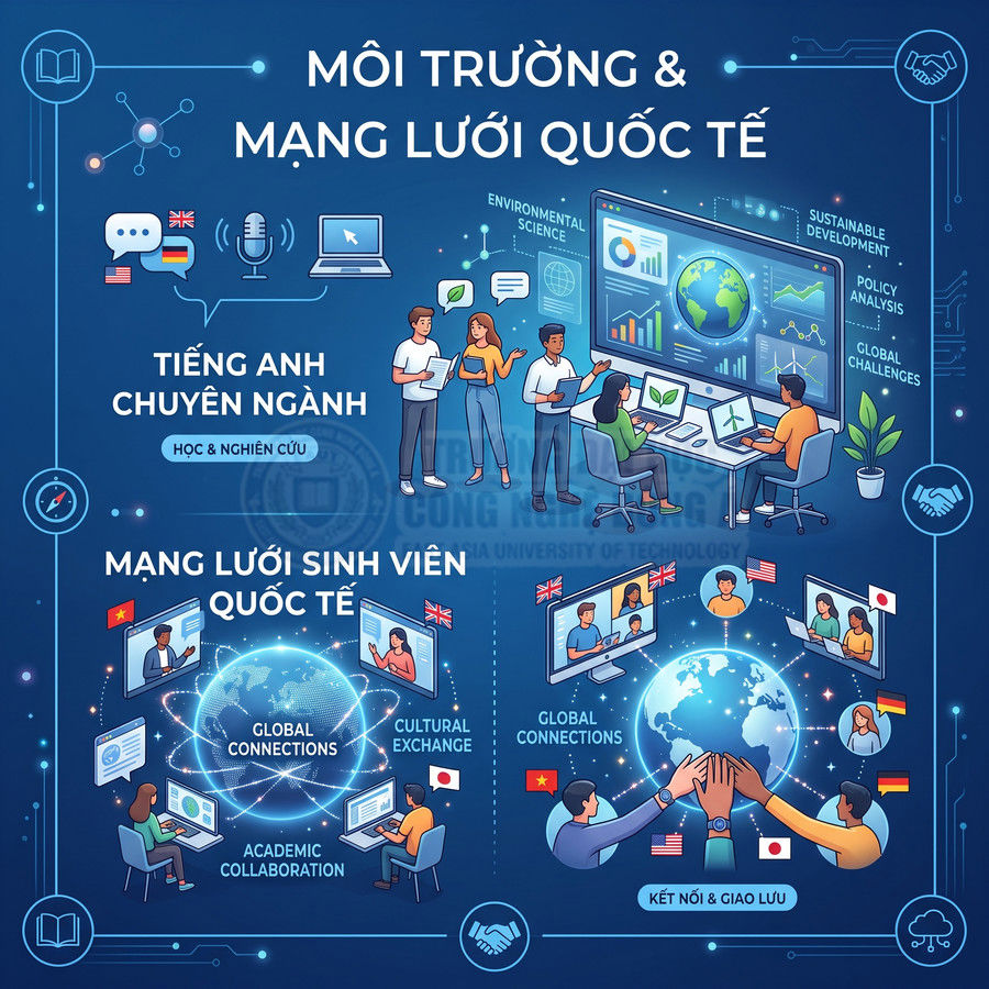 Môi trường học tập quốc tế với sinh viên trao đổi, học tiếng Anh chuyên ngành và kết nối mạng lưới toàn cầu