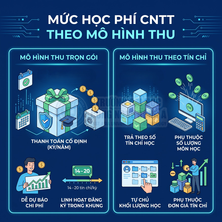 So sánh mức học phí ngành CNTT theo mô hình thu trọn gói và mô hình thu theo tín chỉ