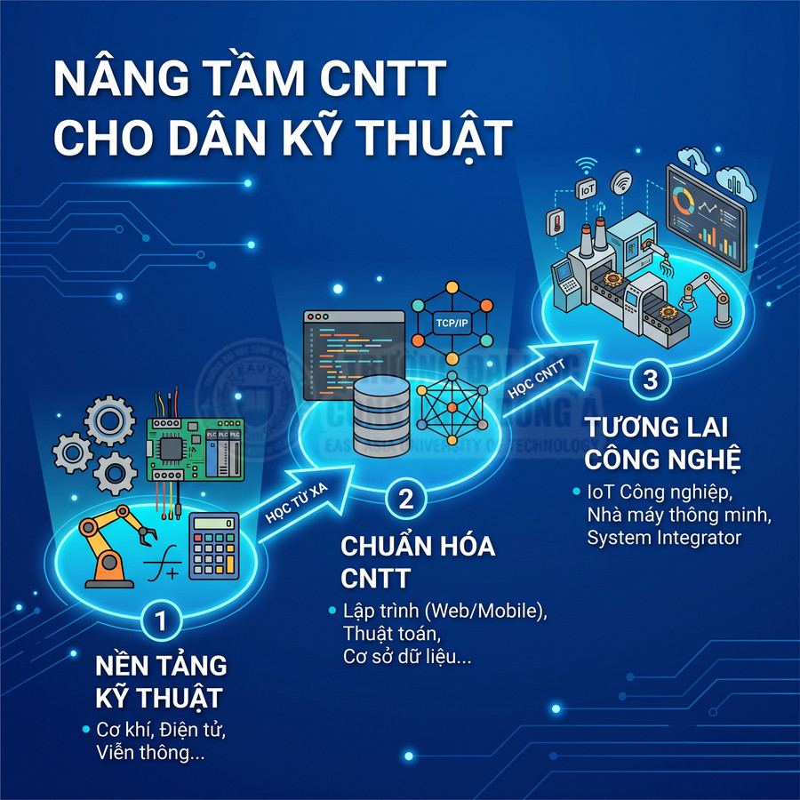 Lộ trình học CNTT cho dân kỹ thuật từ nền tảng cơ khí điện tử đến IoT và nhà máy thông minh