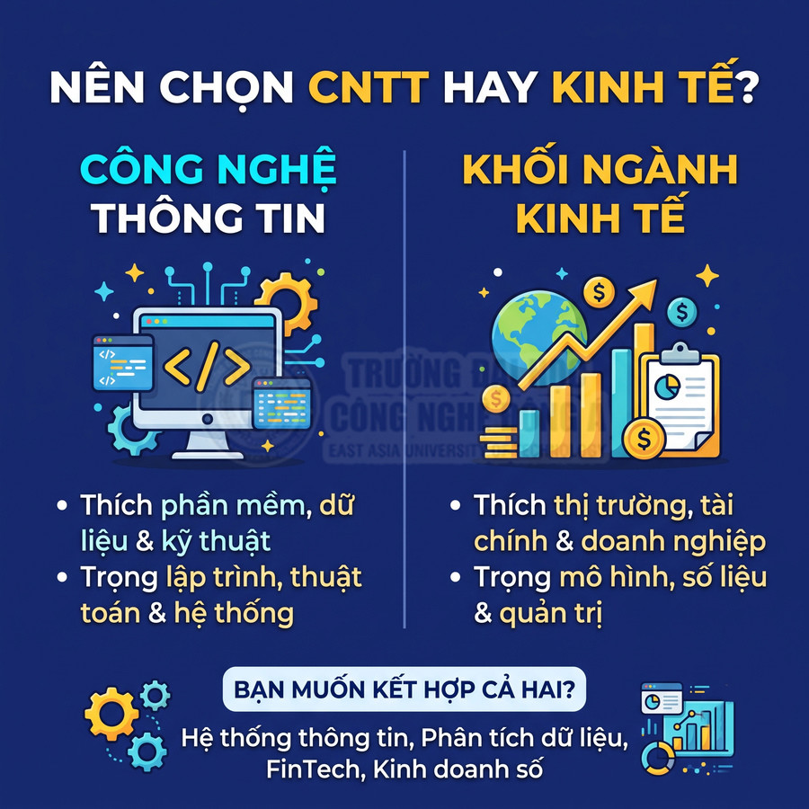 Công nghệ thông tin và kinh tế nên học ngành nào?