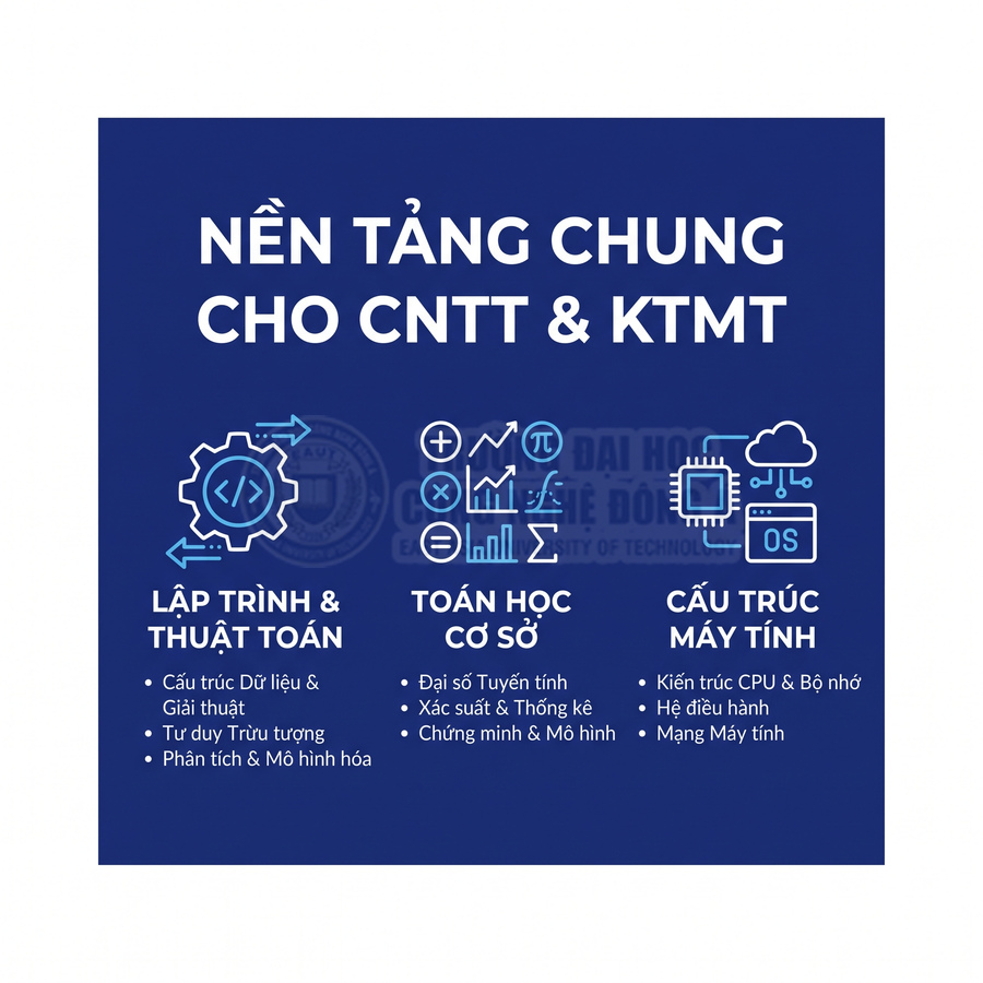 Nền tảng chung cho CNTT và KTMT với các môn lập trình, toán học cơ sở và cấu trúc máy tính