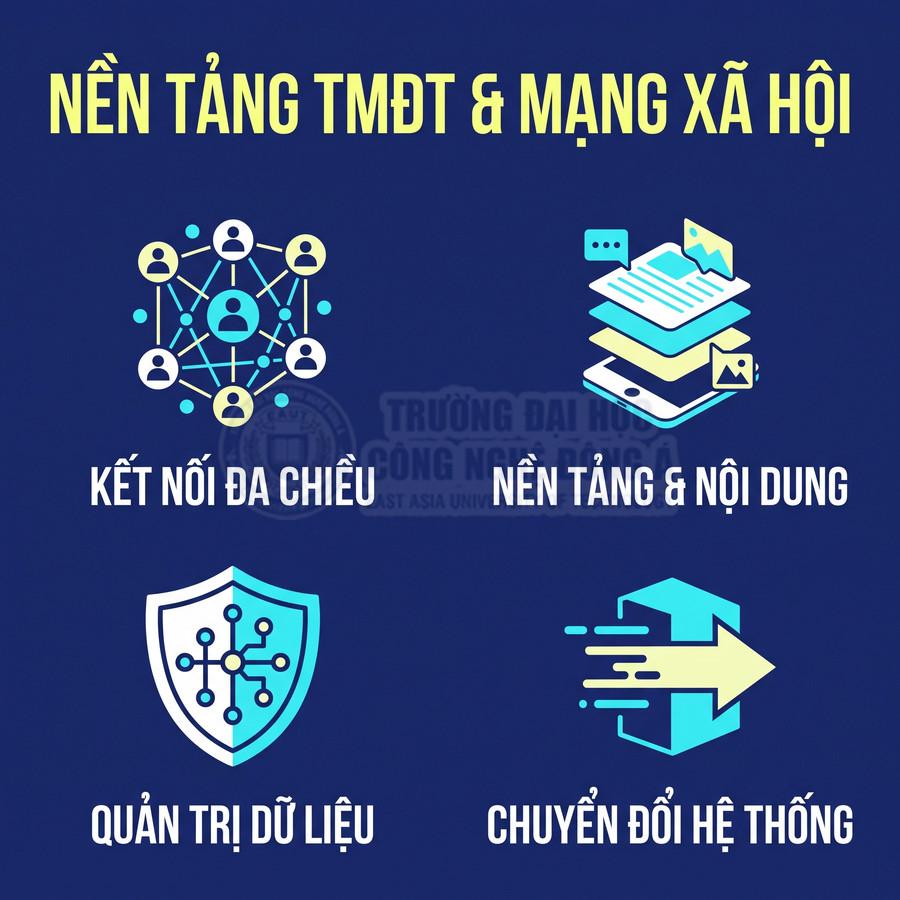 Nền tảng thương mại điện tử và mạng xã hội với kết nối đa chiều, nội dung, quản trị dữ liệu và chuyển đổi hệ thống