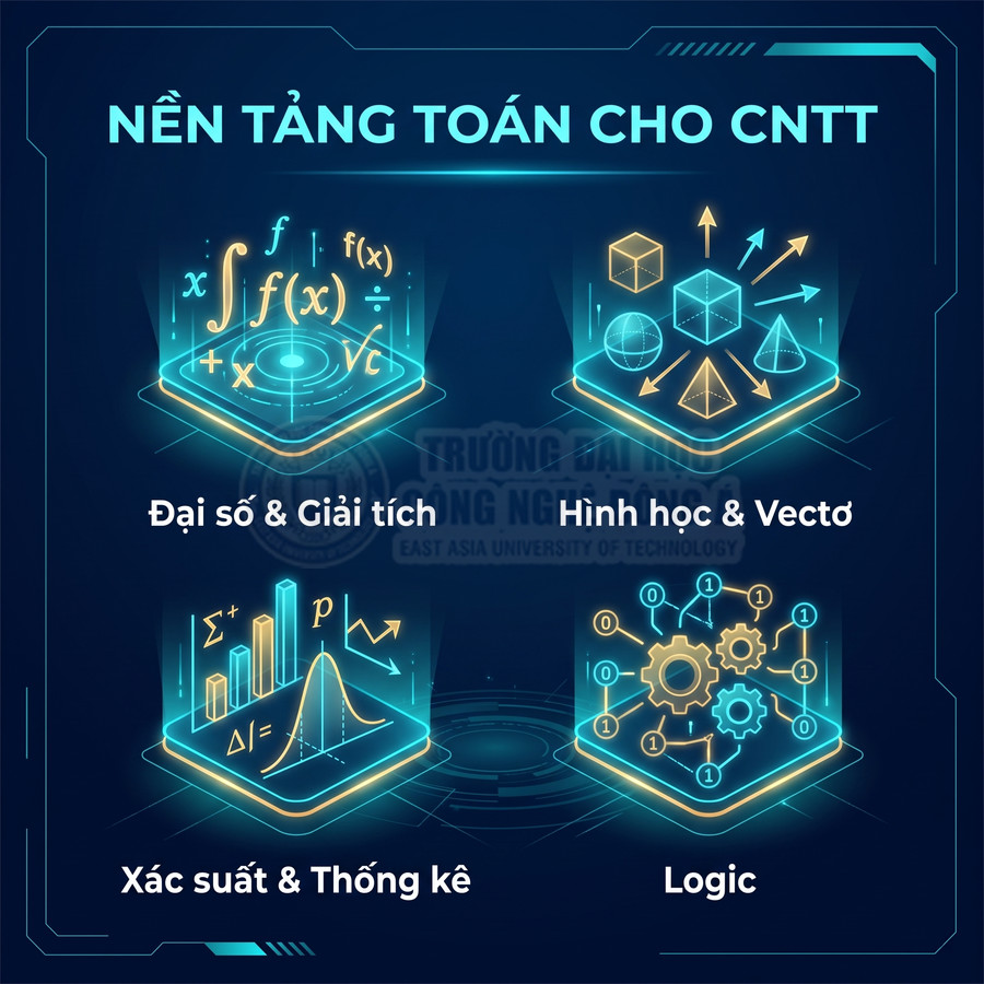 Nền tảng toán cho CNTT với các môn đại số giải tích, hình học vectơ, xác suất thống kê và logic trong đồ họa công nghệ