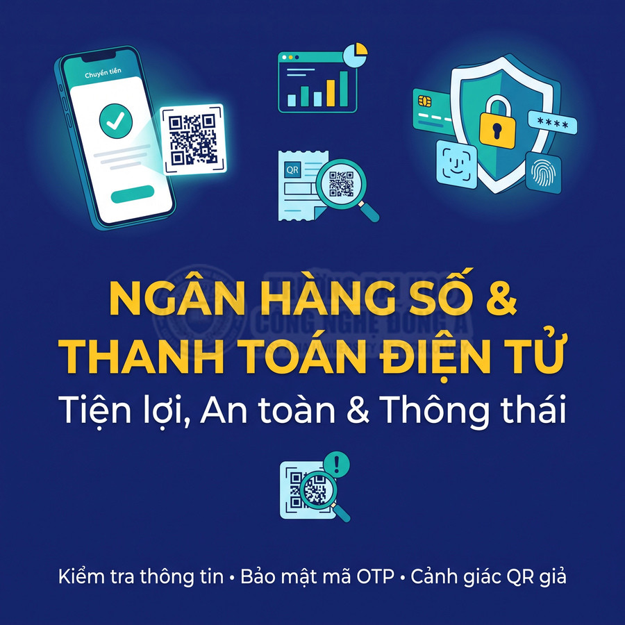 Ngân hàng số và thanh toán điện tử với chuyển tiền bằng QR, bảo mật OTP và cảnh báo mã QR giả mạo