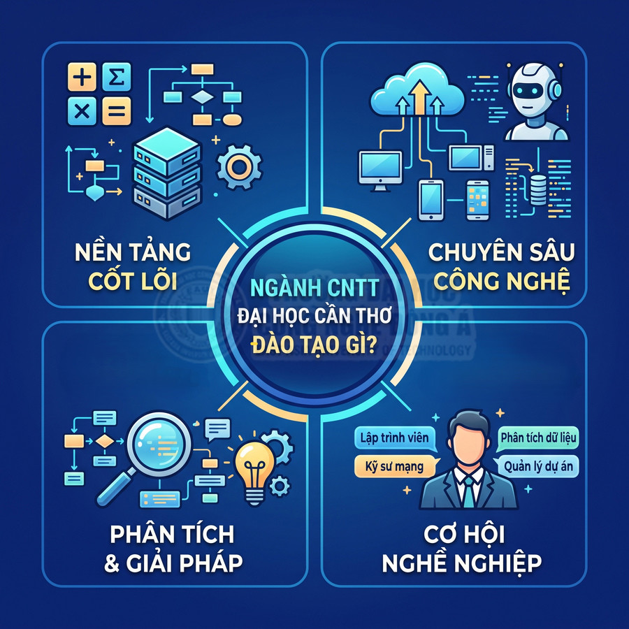 Ngành CNTT Đại học Cần Thơ đào tạo nền tảng cốt lõi, chuyên sâu công nghệ, phân tích giải pháp và cơ hội nghề nghiệp