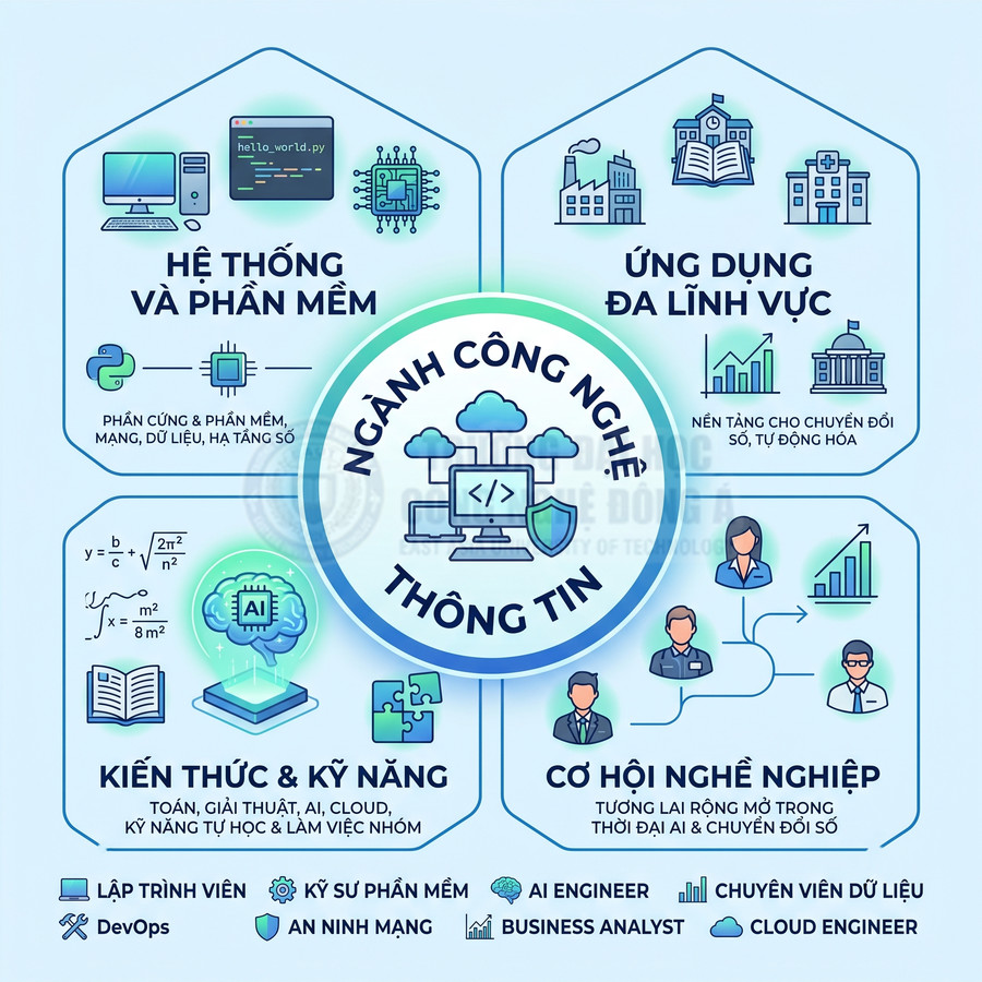 Ngành công nghệ thông tin với hệ thống phần mềm, kỹ năng AI, cơ hội nghề nghiệp và ứng dụng đa lĩnh vực