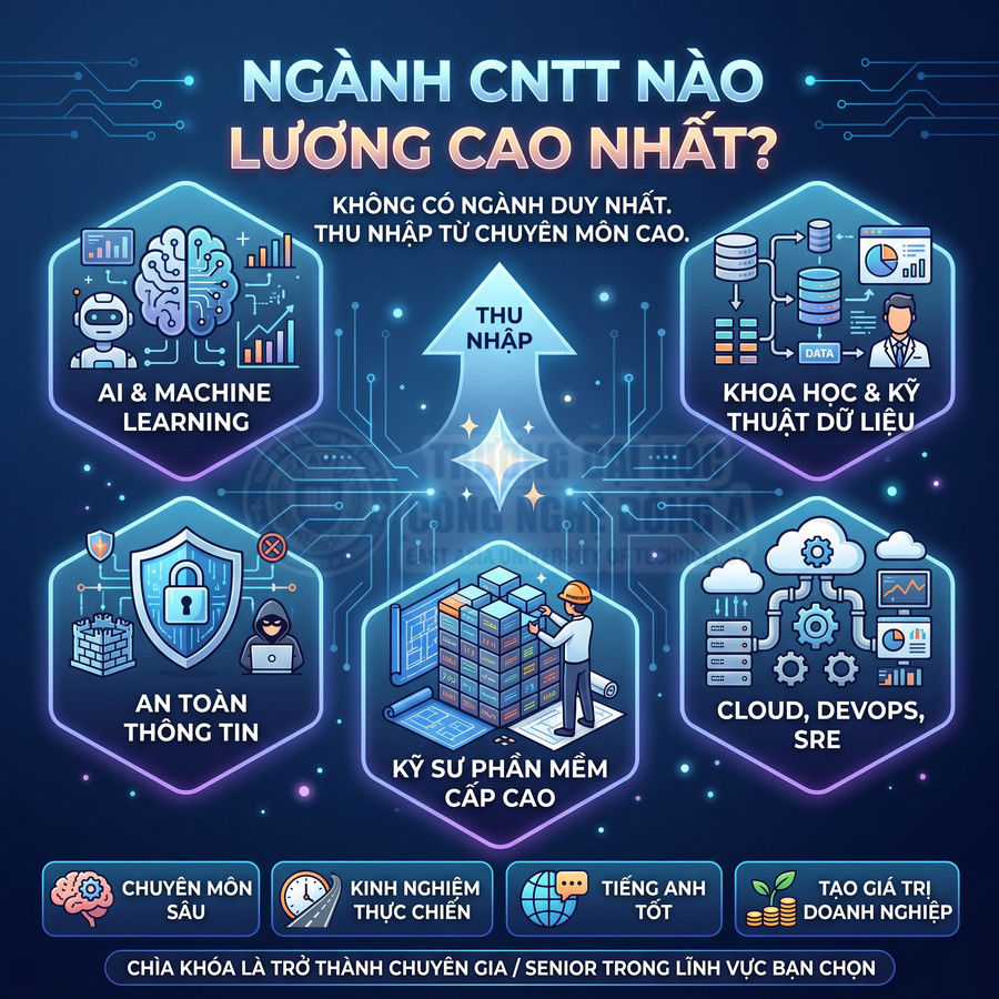 Công nghệ thông tin ngành nào lương cao nhất?