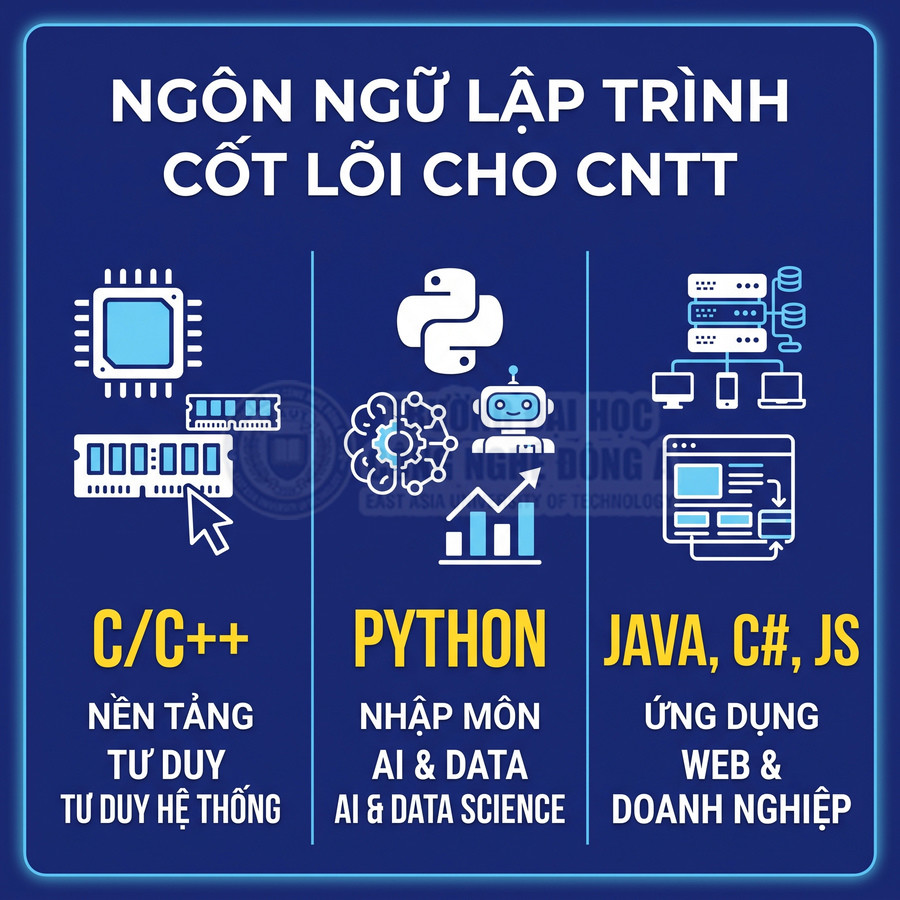 Ngôn ngữ lập trình cốt lõi cho CNTT gồm C C++ Python Java C# JavaScript và ứng dụng thực tế