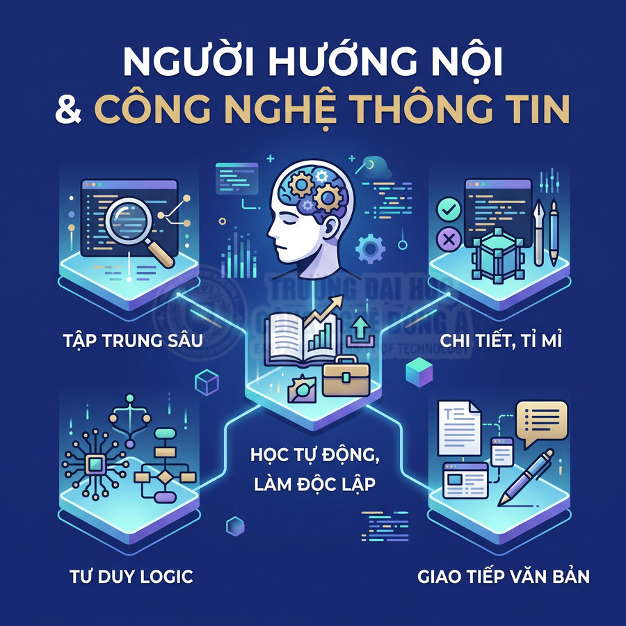 Người hướng nội phù hợp ngành công nghệ thông tin với tư duy logic, tập trung sâu, làm việc độc lập và giao tiếp văn bản