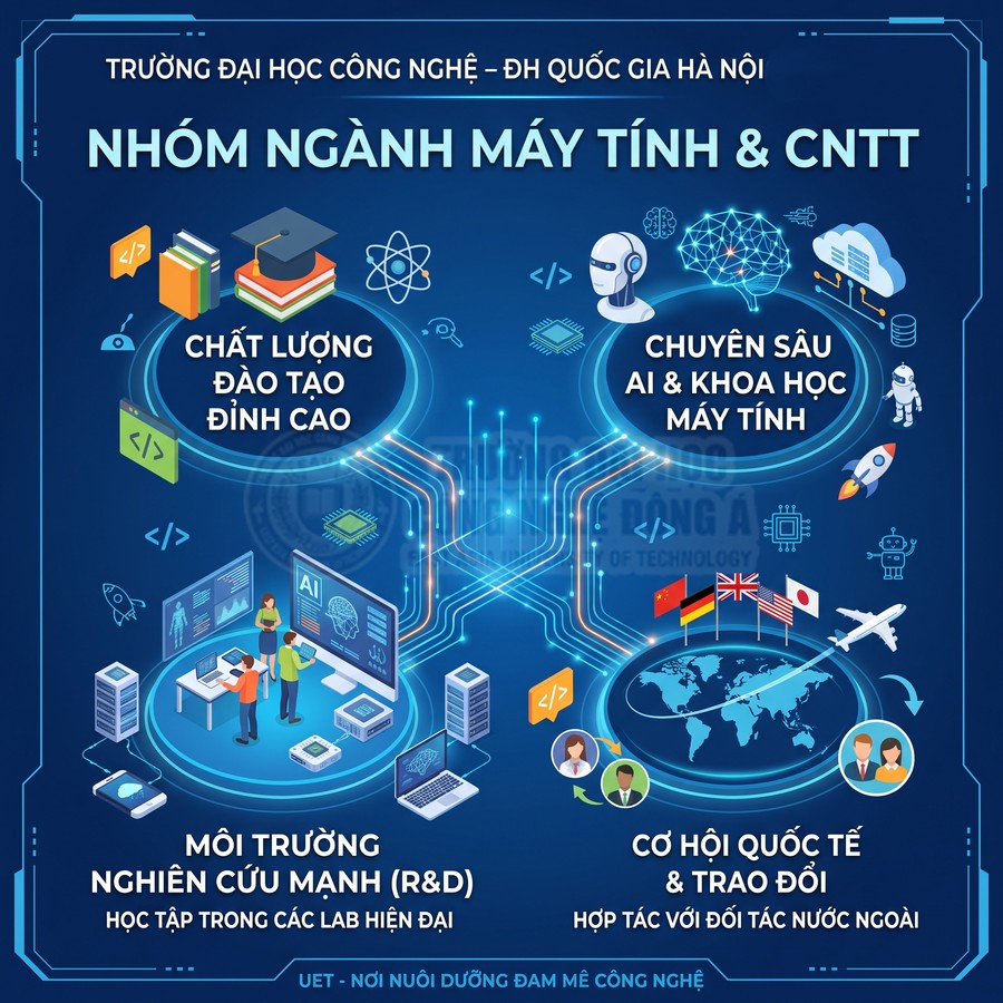 Nhóm ngành máy tính và CNTT Trường Đại học Công nghệ ĐHQG Hà Nội với đào tạo AI, R&D và cơ hội trao đổi quốc tế