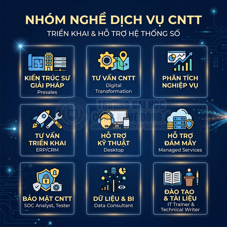 Nhóm nghề dịch vụ trong ngành Công nghệ thông tin gồm những công việc nào?
