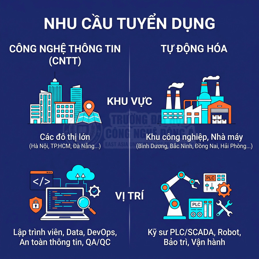 Nhu cầu tuyển dụng CNTT và tự động hóa tại đô thị, khu công nghiệp với các vị trí lập trình viên, kỹ sư PLC và robot