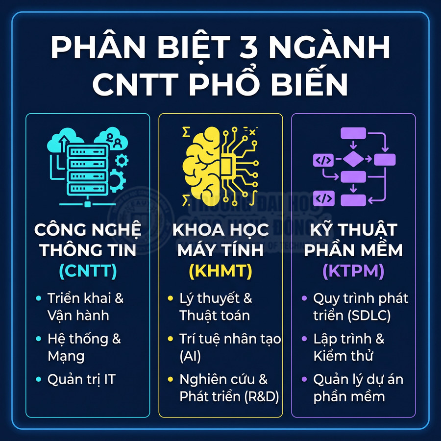 Phân biệt 3 ngành CNTT phổ biến: Công nghệ thông tin, Khoa học máy tính, Kỹ thuật phần mềm và các hướng học tiêu biểu