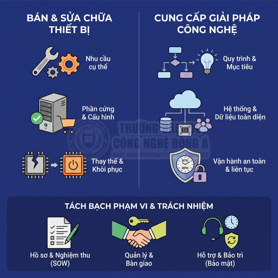 Dịch vụ bán sửa chữa thiết bị và cung cấp giải pháp công nghệ gồm cấu hình phần cứng dữ liệu bảo mật và bảo trì