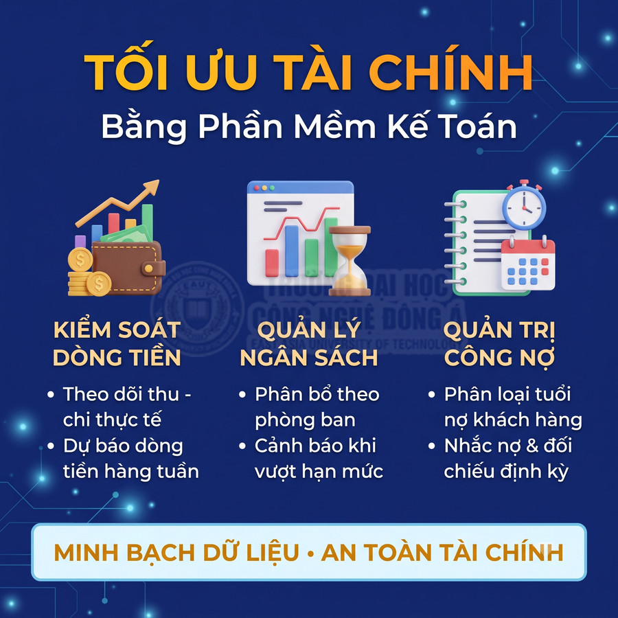 Phần mềm kế toán hỗ trợ kiểm soát dòng tiền, quản lý ngân sách và quản trị công nợ minh bạch, an toàn.