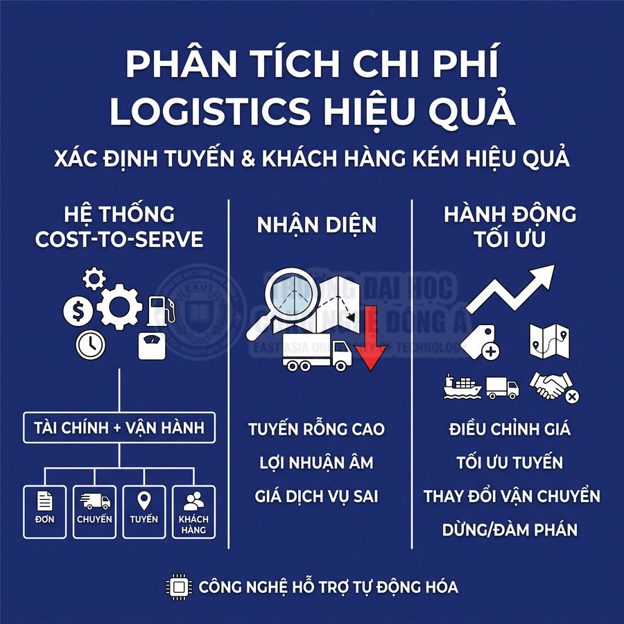 Phân tích chi phí logistics, nhận diện tuyến và khách hàng kém hiệu quả để tối ưu vận hành vận chuyển.