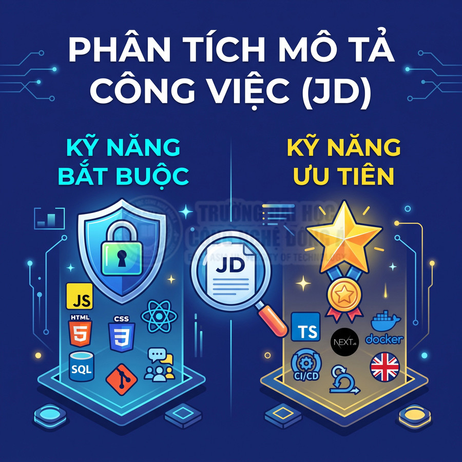 Phân tích mô tả công việc với kỹ năng bắt buộc và kỹ năng ưu tiên cho lập trình viên web