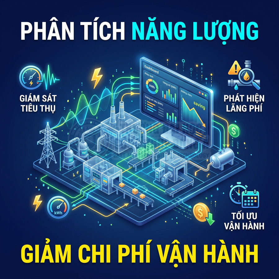 Hệ thống phân tích năng lượng nhà máy giúp giám sát tiêu thụ, phát hiện lãng phí và giảm chi phí vận hành