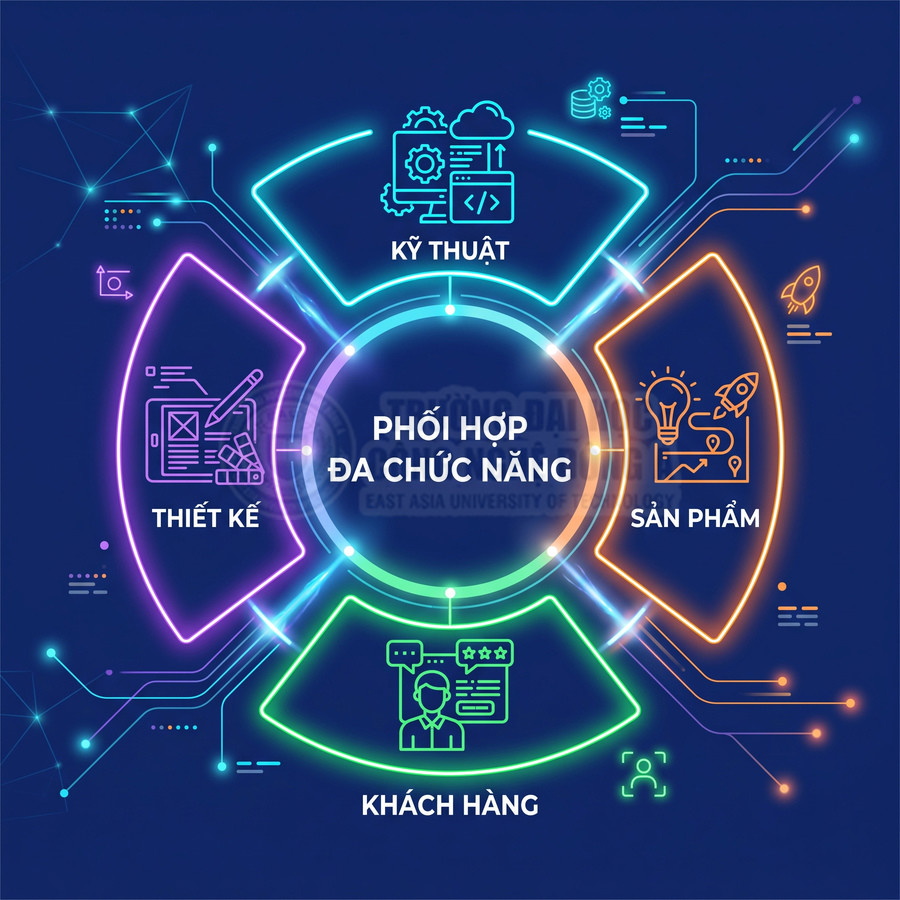 Mô hình phối hợp đa chức năng giữa kỹ thuật, thiết kế, sản phẩm và khách hàng trên nền đồ họa neon