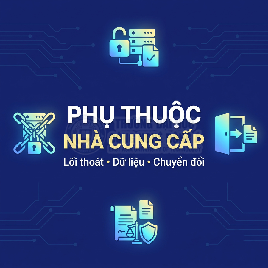 Biểu tượng khóa dữ liệu, phụ thuộc nhà cung cấp trong lĩnh vực công nghệ thông tin với lối thoát, dữ liệu và chuyển đổi