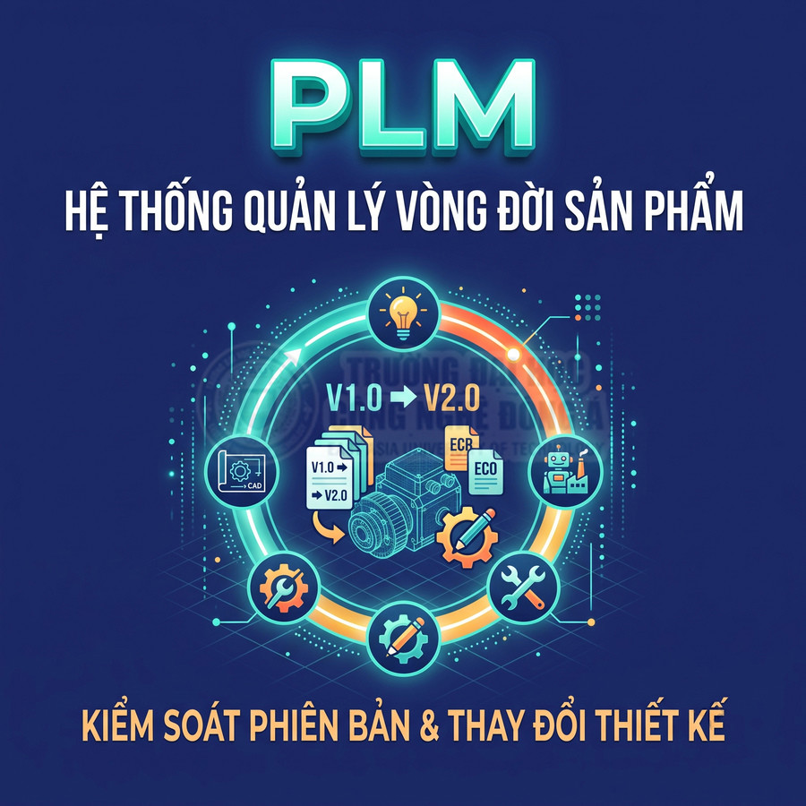 Hệ thống PLM quản lý vòng đời sản phẩm, kiểm soát phiên bản và thay đổi thiết kế