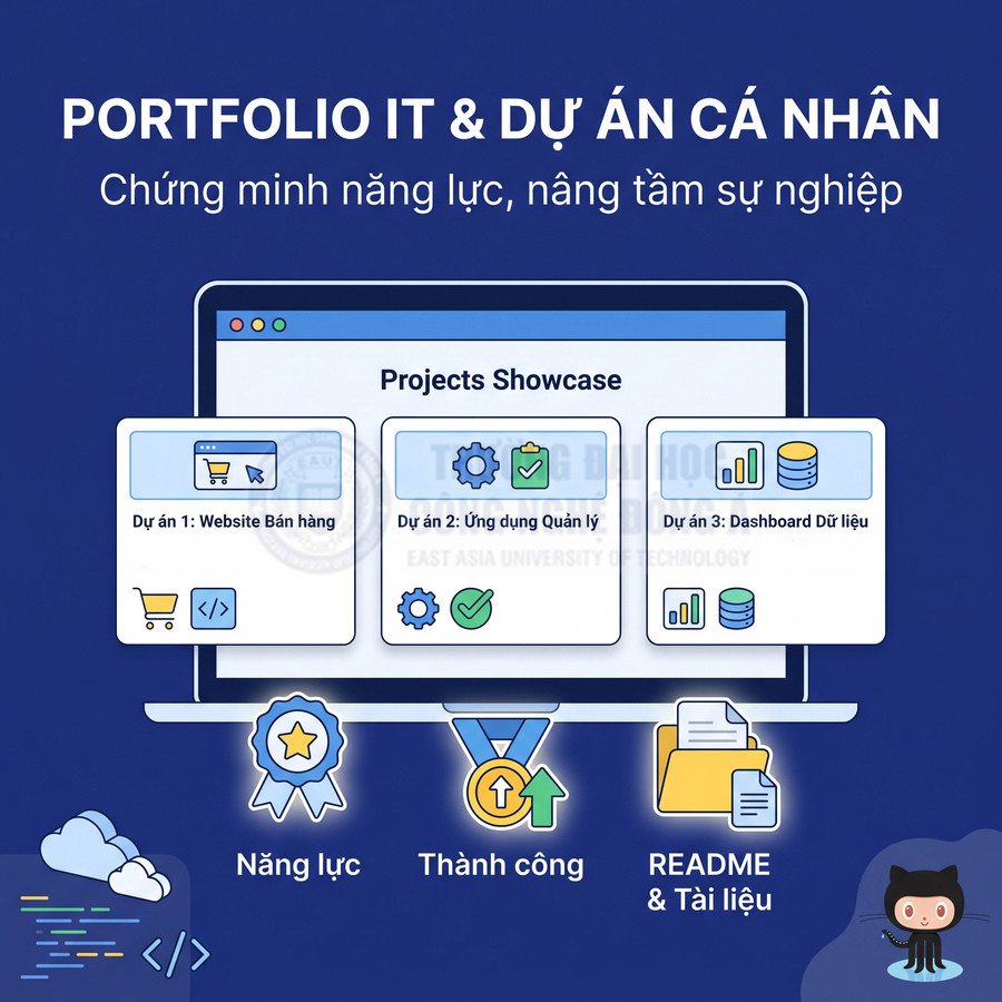 Portfolio IT với các dự án website bán hàng, ứng dụng quản lý, dashboard dữ liệu chứng minh năng lực lập trình