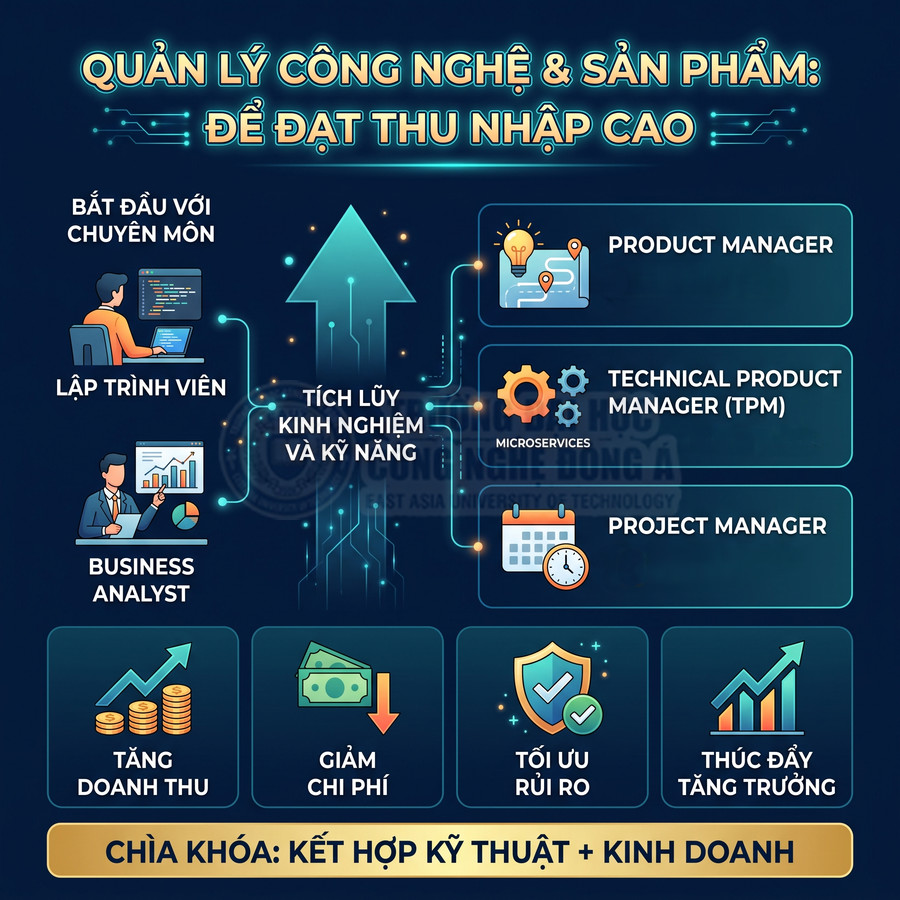 Lộ trình nghề quản lý công nghệ và sản phẩm từ lập trình viên, business analyst đến product manager, TPM, project manager