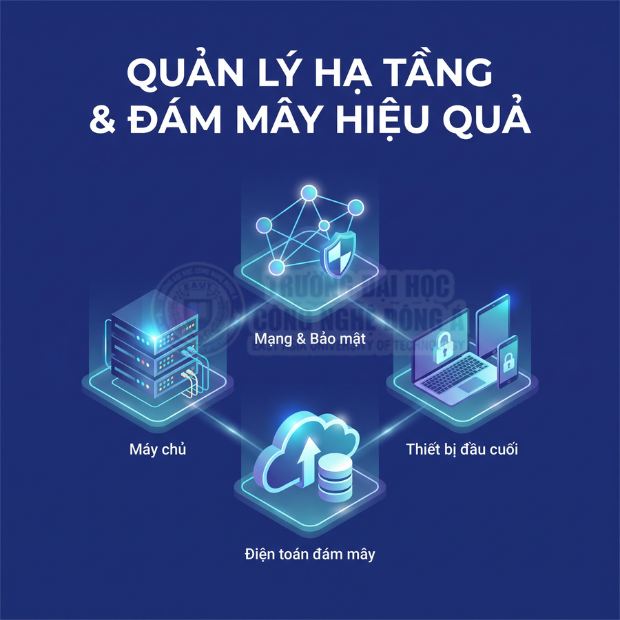 Quản lý hạ tầng và đám mây với máy chủ, mạng bảo mật, thiết bị đầu cuối và điện toán đám mây