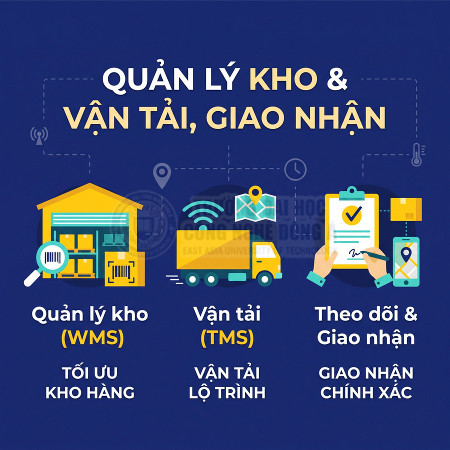 Quản lý kho WMS, vận tải TMS và theo dõi giao nhận hàng hóa chính xác, tối ưu lộ trình vận chuyển