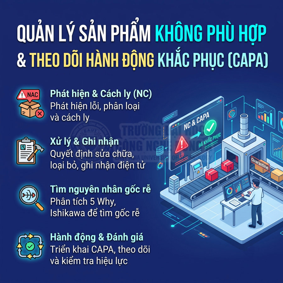 Quy trình quản lý sản phẩm không phù hợp và CAPA với phát hiện lỗi, cách ly, phân tích nguyên nhân và khắc phụcTHOOK