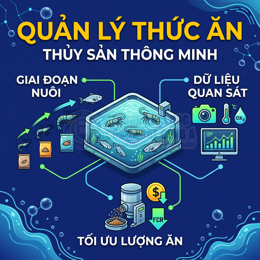 Quản lý thức ăn thủy sản thông minh với ao nuôi, dữ liệu quan sát và hệ thống tối ưu lượng ăn Erotiske