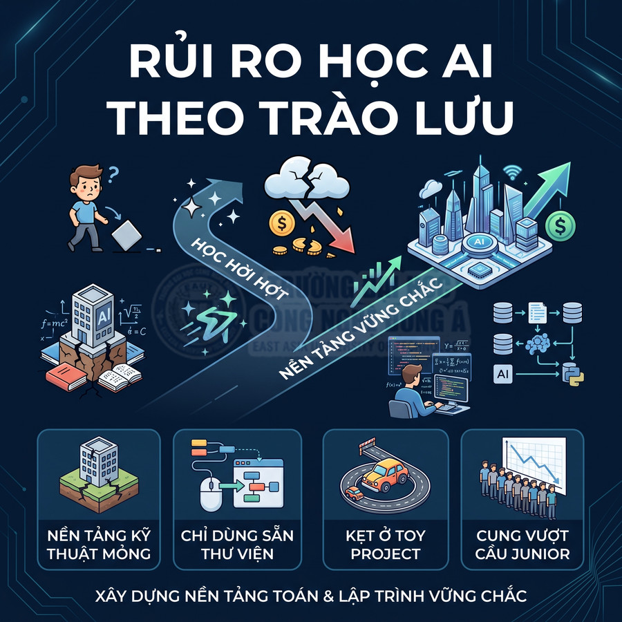 Rủi ro học AI theo trào lưu và lợi ích xây nền tảng toán lập trình vững chắc cho ngành trí tuệ nhân tạo