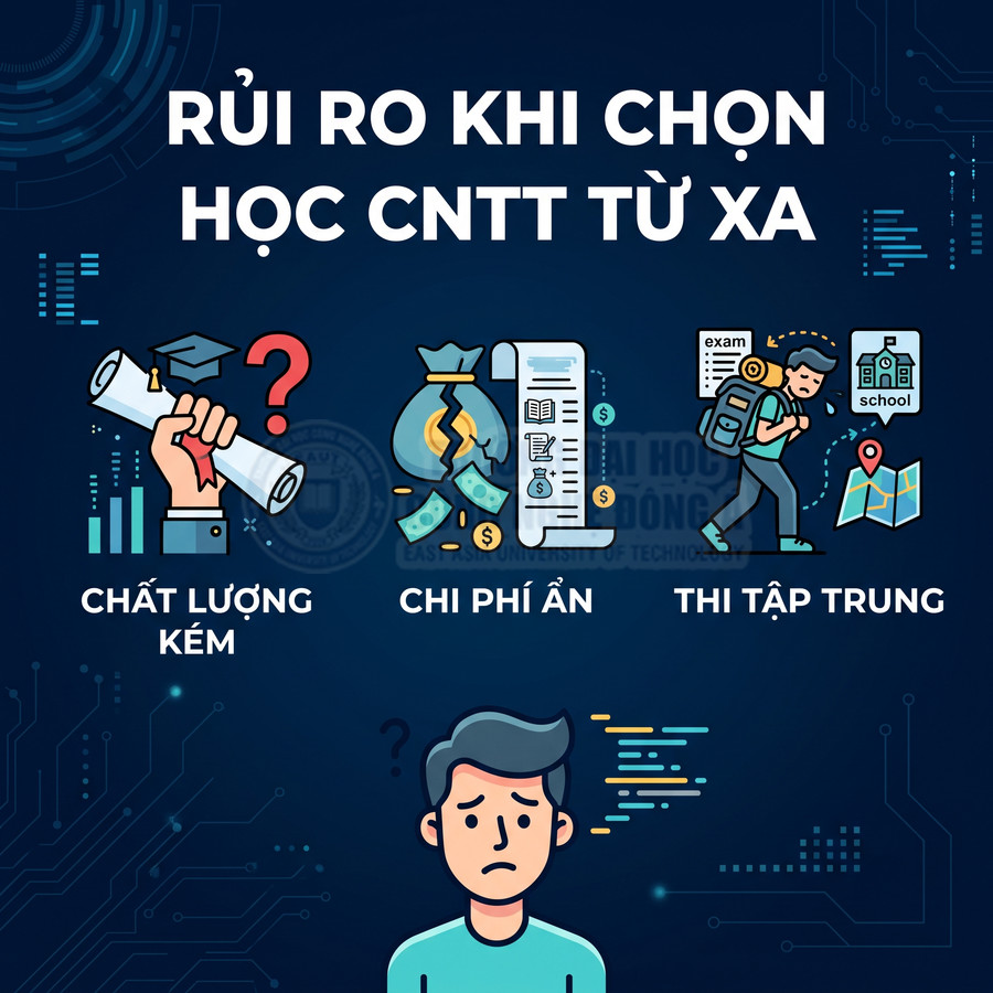 Rủi ro khi chọn học CNTT từ xa với chất lượng kém chi phí ẩn và thi tập trung khiến sinh viên lo lắng