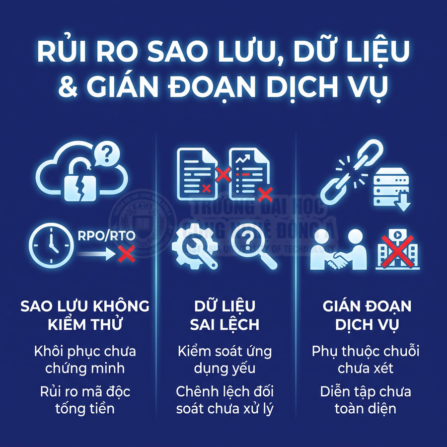 Rủi ro sao lưu chưa kiểm thử, dữ liệu sai lệch và gián đoạn dịch vụ trong hệ thống công nghệ thông tin