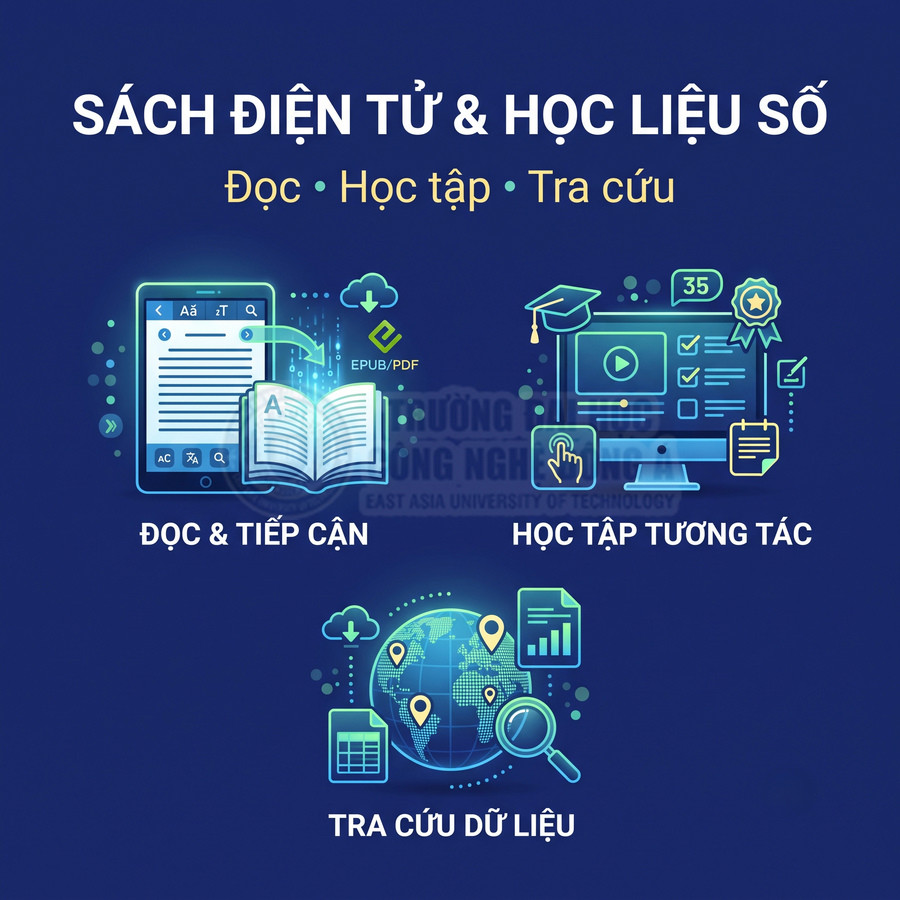 Sách điện tử và học liệu số hỗ trợ đọc, học tập tương tác và tra cứu dữ liệu