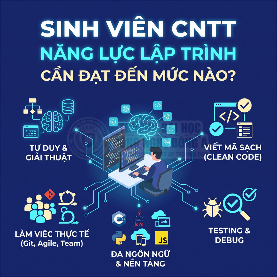 Năng lực lập trình sinh viên CNTT gồm tư duy thuật toán viết mã sạch làm việc nhóm đa ngôn ngữ kiểm thử và sửa lỗi