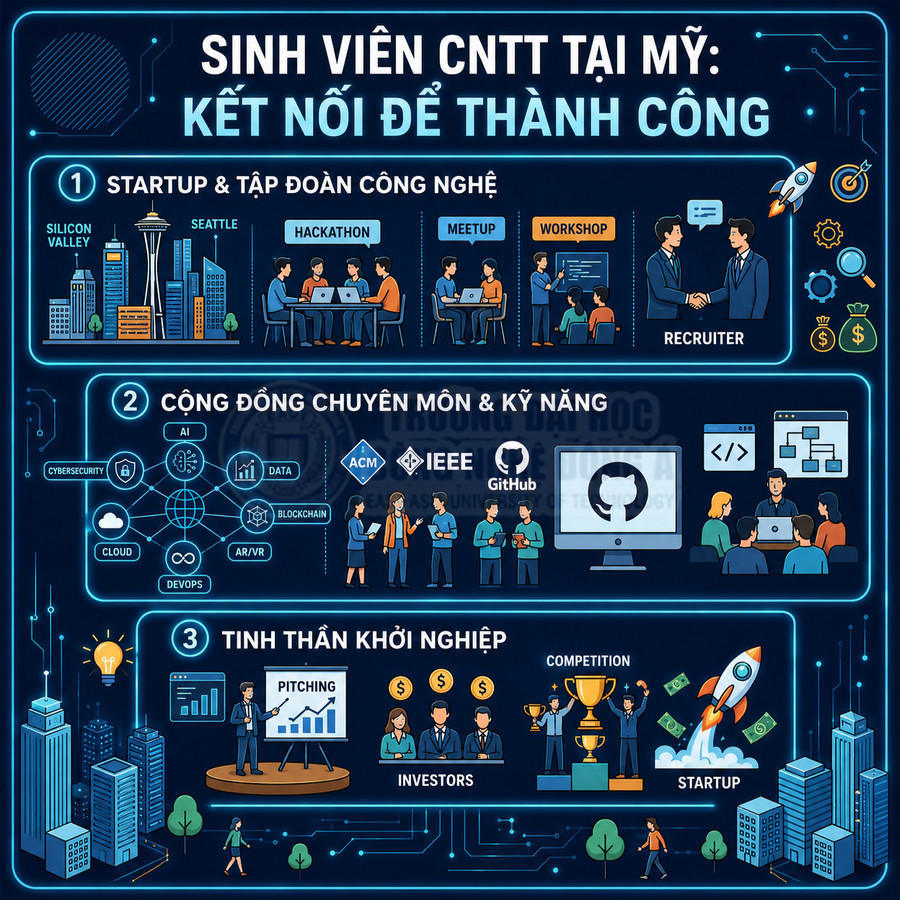 Sinh viên CNTT tại Mỹ kết nối với startup, cộng đồng công nghệ và nhà đầu tư để phát triển sự nghiệp