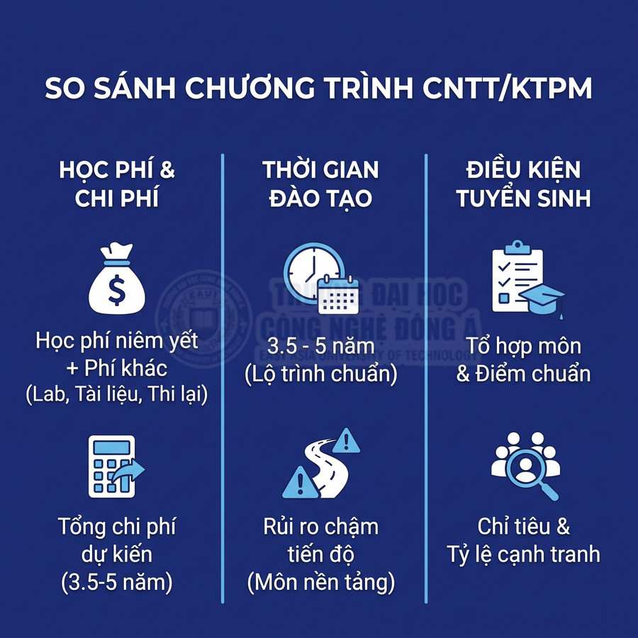 So sánh chương trình Công nghệ thông tin và Kỹ thuật phần mềm về học phí, thời gian đào tạo và điều kiện tuyển sinh