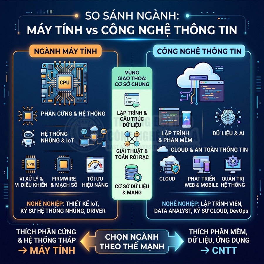 Ngành Máy tính và Công nghệ thông tin khác gì?