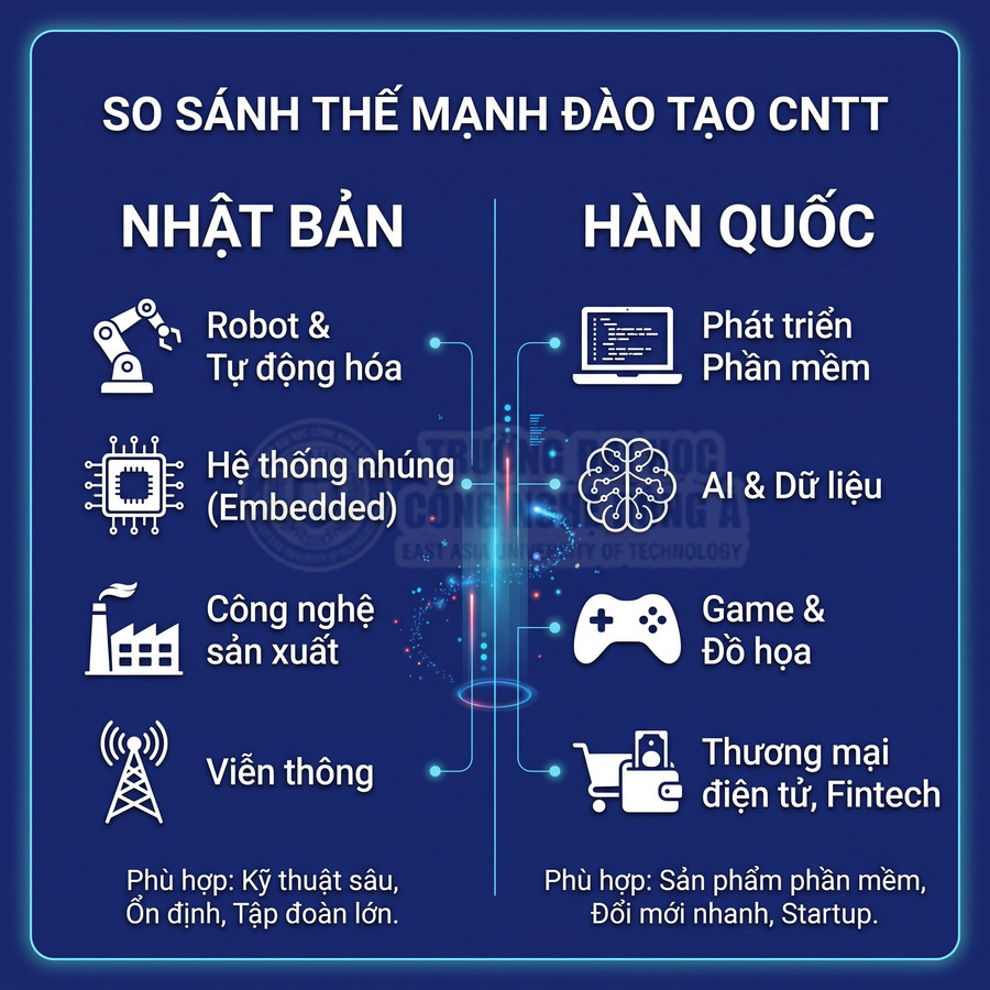 So sánh thế mạnh đào tạo CNTT Nhật Bản và Hàn Quốc với các lĩnh vực robot, AI, phần mềm, game, fintech