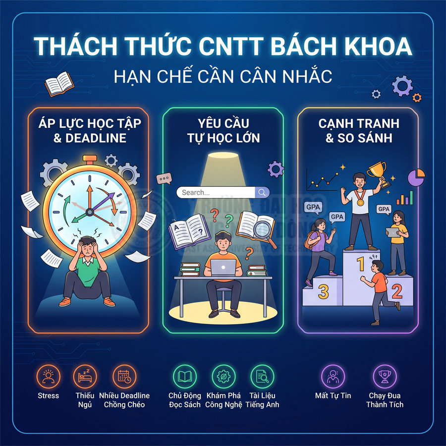 Thách thức ngành CNTT Bách Khoa với áp lực deadline, tự học lớn và cạnh tranh điểm số, thành tích sinh viên