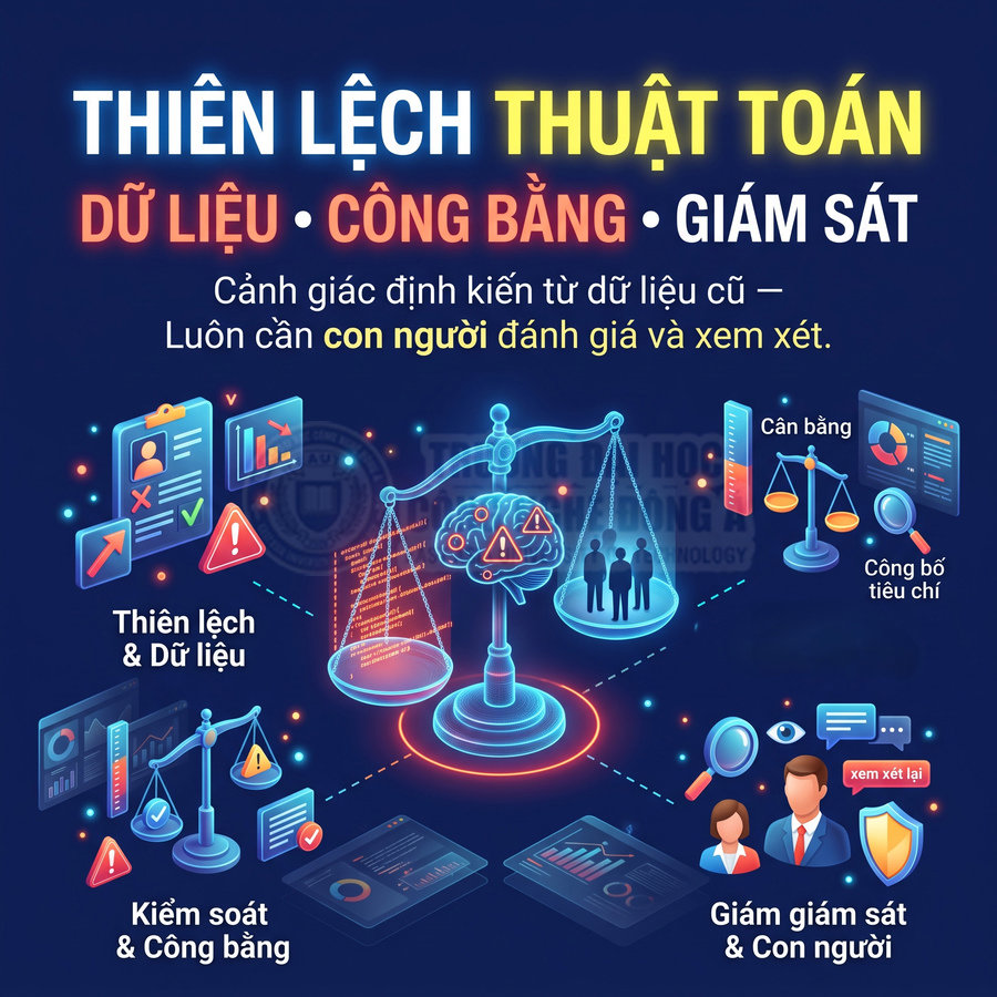Minh họa về thiên lệch thuật toán, dữ liệu công bằng và vai trò giám sát của con người