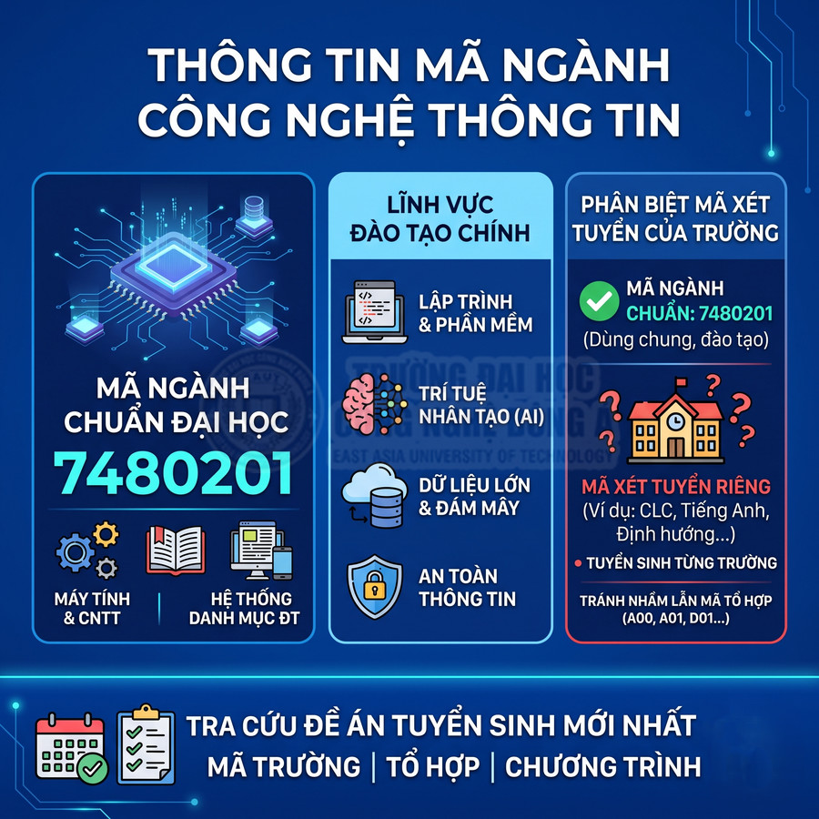 Mã ngành Công nghệ thông tin là bao nhiêu?