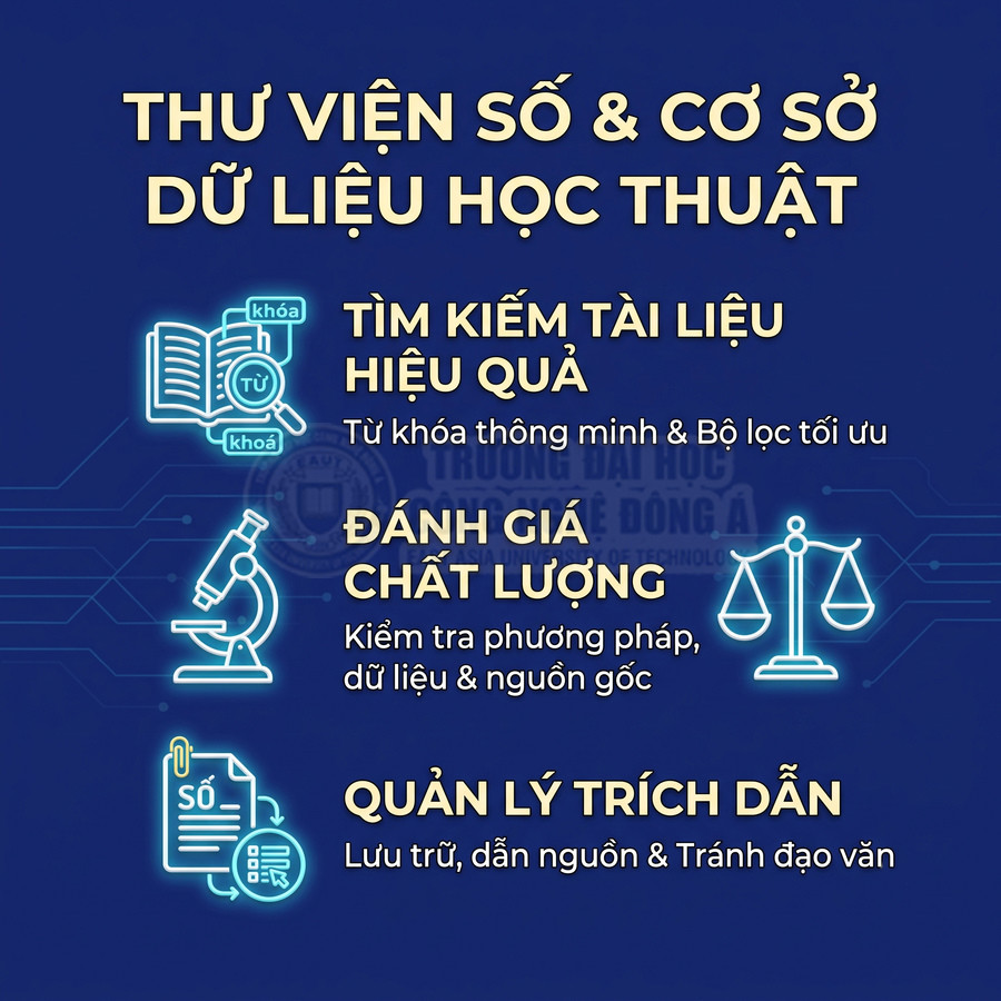 Thư viện số và cơ sở dữ liệu học thuật hỗ trợ tìm kiếm tài liệu, đánh giá chất lượng và quản lý trích dẫn