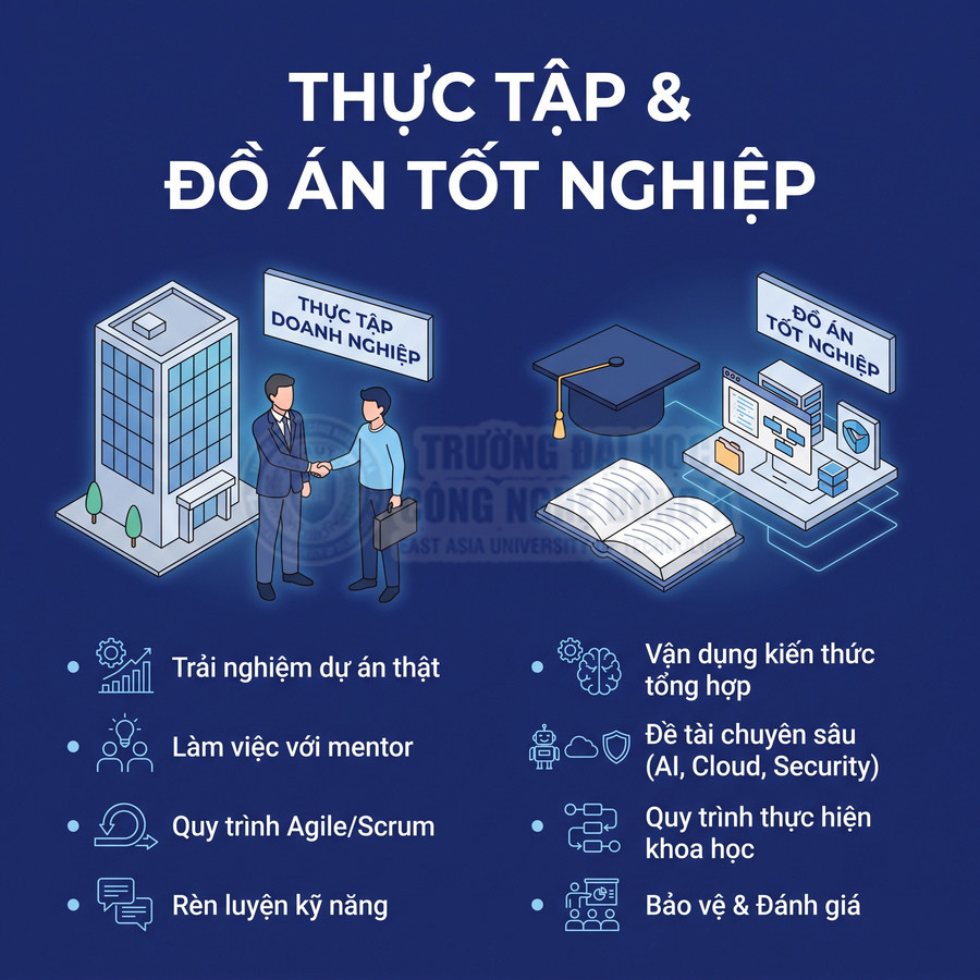 Chương trình thực tập doanh nghiệp và đồ án tốt nghiệp ngành công nghệ thông tin với các kỹ năng và quy trình học tập