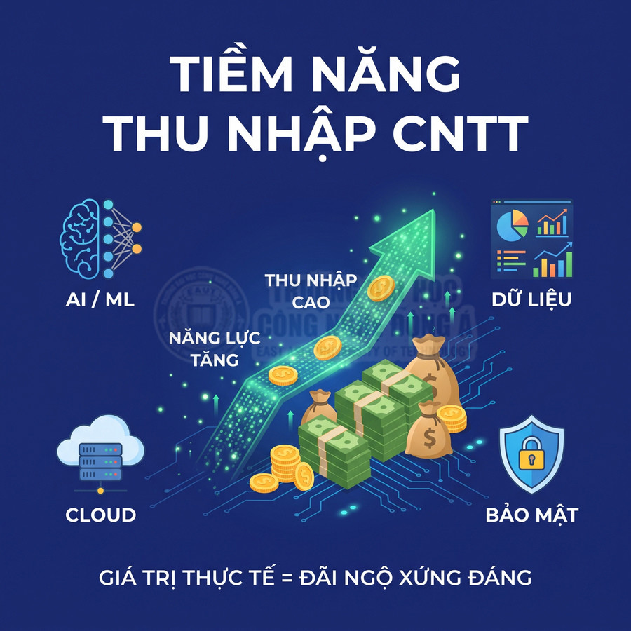 Tiềm năng thu nhập ngành CNTT với AI ML cloud dữ liệu bảo mật và mức đãi ngộ xứng đáng